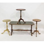 Three reproduction wine tables and a coffee table with leatherette inset top, on lyre supports