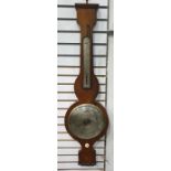 Banjo type barometer marked 'Pring Reading' with thermometer gauge