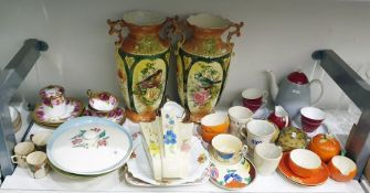 Group of Art Deco ceramics to include: a Fieldings Crown Devon orange ground part tea service, an