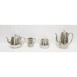 EPNS teaservice,  eastern style decoration, comprising teapot, hotwater jug, sugar bowl and cream
