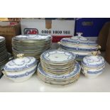 Part dinner service by Wedgwood, blue and white classical design with swags, to include dinner