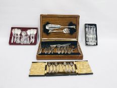 Quantity of EPNS and electroplated flatware including, fish knives and forks,cased, boxed teaspoons,