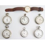 Majex 9ct gold cased gentleman's wristwatch and a collection of six gentleman's pocket watches,