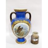 19th century Staffordshire pottery, Pratt-type, transfer-printed and enamelled two-handled blue