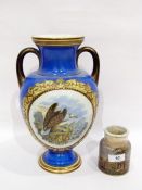 19th century Staffordshire pottery, Pratt-type, transfer-printed and enamelled two-handled blue