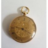 18ct gold fob watch with floral engraved caseCondition Reportyes, no guarantee slight dent to rear