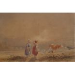 Attributed to Miles Birkett Foster (1825-1999) Watercolour Milkmaids and cows, unsigned 10 x 15.5