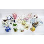 Various 19th century and later English pottery and porcelain teapots, coffee pots and covers to