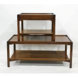 Mahogany rectangular two tier coffee table with single drawer, with one further mahogany coffee