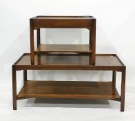 Mahogany rectangular two tier coffee table with single drawer, with one further mahogany coffee