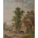 Cornelius Winter (1820-1891) Watercolour Figures with farm animals, initialled and dated 1871
