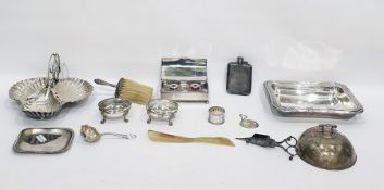 Quantity silver plate including a lidded ink stand with cut glass ink and silver plate mounted