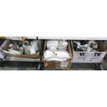 Three boxes of ceramics to include part dinner service by Royal Worcester 'Viceroy' pattern,