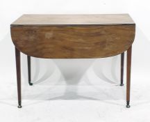 Georgian mahogany Pembroke table, rectangular with rounded drop-ends, on square tapering supports