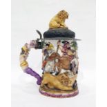 Capodimonte style porcelain and metal-mounted tankard, circa 1900, gilt 'N' mark, moulded in