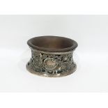 Edwardian Britannia silver potato/dish ring with chinoisserie pierced fretwork decoration, by