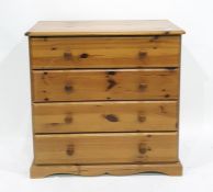 20th century pine chest of four long drawers 80 x 79cm