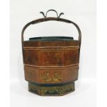 Chinese wooden painted and lacquered octagonal section three-tiered wedding basket, early 20th