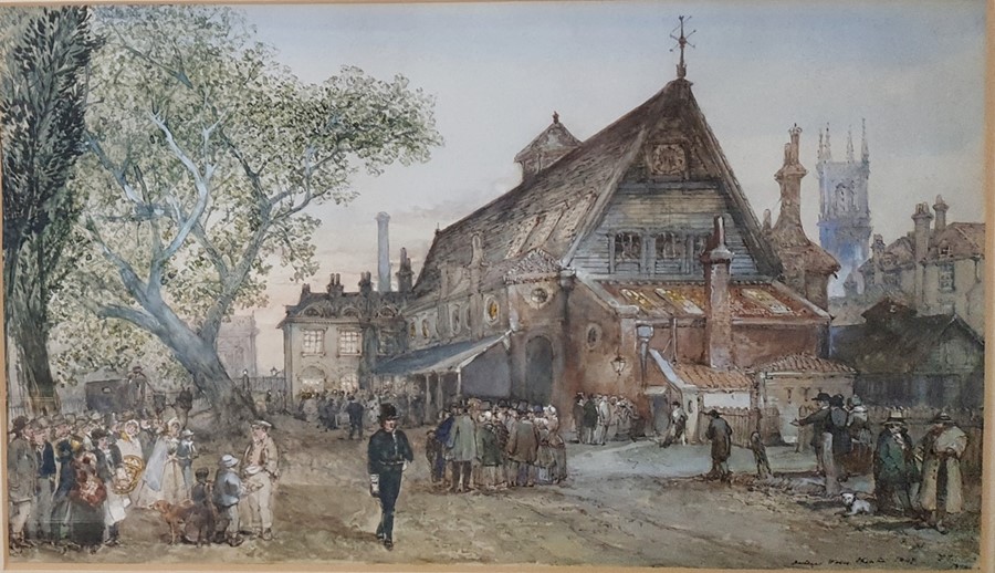 F. Fenton Watercolour 'Sadlers Wells' signed and dated lower right 1896 26.5 x 43 cm - Image 2 of 2