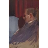 WF possibly Olive Wilf (20th Century) Watercolour Seated gentleman, possibly Edgar Perry, 27 x 17