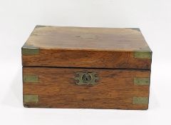 19th century box writing slope with brass bound corners