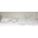 Assortment of cut glass, to include wine glasses, water glasses, coupes, a footed circular bowl, two