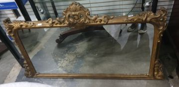 Gilt overmantel mirror with moulded gilt-effect frame