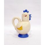 Clarice Cliff Bizarre nursery cockerel teapot and cover, circa 1930, printed black marks, painted