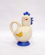 Clarice Cliff Bizarre nursery cockerel teapot and cover, circa 1930, printed black marks, painted