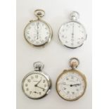 CWC white metal military stopwatch, white metal cased US stopwatch, a silver plated button winding