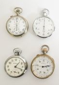 CWC white metal military stopwatch, white metal cased US stopwatch, a silver plated button winding