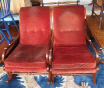 Two early 20th century mahogany framed Parker-Knoll mahogany-framed chairs, one armchair and one