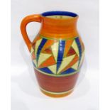 Clarice Cliff 'Bizarre' Ware lotus shaped jug, circa 1930, printed gilt and impressed marks, painted