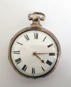 George IV silver pair cased pocket watch, key winding with bevel glass and Roman numerals,