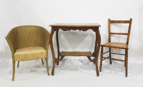 Lloyd Loom 'Lusty' gold painted chair, a two-tier shaped top side table and a cane-seated chair (3)