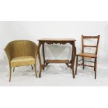 Lloyd Loom 'Lusty' gold painted chair, a two-tier shaped top side table and a cane-seated chair (3)