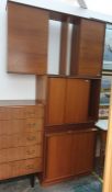 A mid 20th century teak lounge unit, and two sliding door teak cupboards (3)Condition Reporttop unit