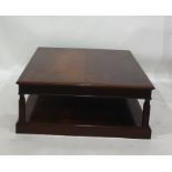 Twentieth century mahogany square two tier coffee table 102 x 42 cms