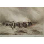 After David Cartwright (20th century)  Pair limited edition colour print  Battle scene, 189/850,
