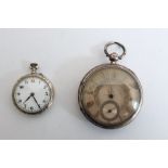 Victorian silver pocket watch, key winding, subsidery second hand dial , 1892 with a small silver