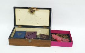 Hinged wooden box enclosing an assortment of coins, to include a Festival of Britain, 1951 George