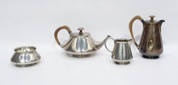 Silver four-piece tea service to include teapot, hot water pot, cream jug and sugar bowl, London