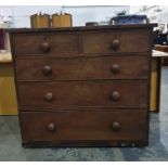 19th century mahogany chest of two short over three long drawers over plinth base 11.5 x 100.5 cms