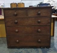 19th century mahogany chest of two short over three long drawers over plinth base 11.5 x 100.5 cms