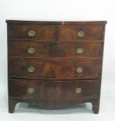 19th century mahogany chest of two short drawers over three long drawers, bracket feet  106 x 107