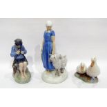 Two Royal Copenhagen figures and a Bing und Grondahl figure, printed green and blue marks,