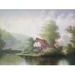 Paul Morgan Oil on panel  Cottage by river and another (2)