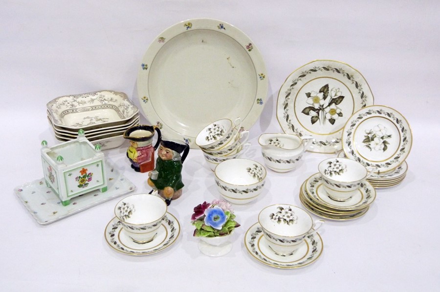 20th century Royal Worcester 'Bernina' pattern part tea service, printed black marks, printed with