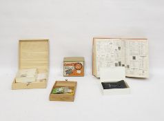 Box of philatelic materials to include a fluotest analytical lamp 3=9, the Philitector electric