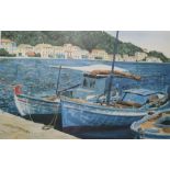 After M Wood  Limited edtion colour prints 307/650 'Fishing boats' signed in pencil lower right, t